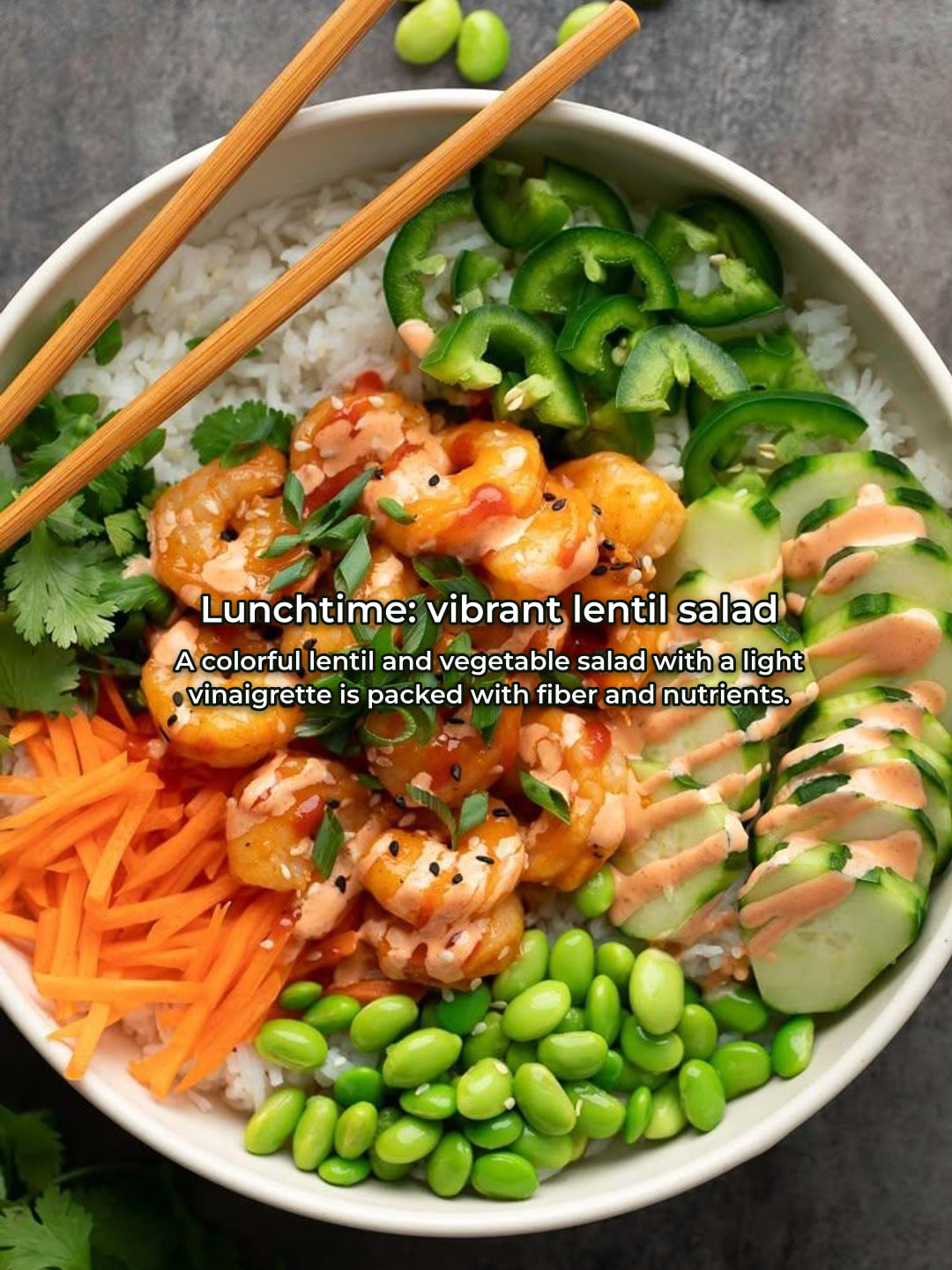 Colorful lentil and vegetable salad