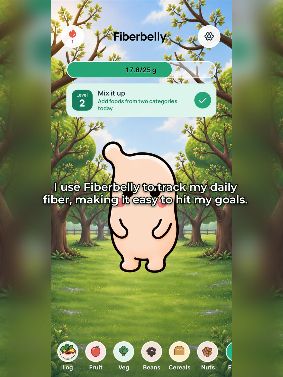 Fiberbelly app tracking daily fiber