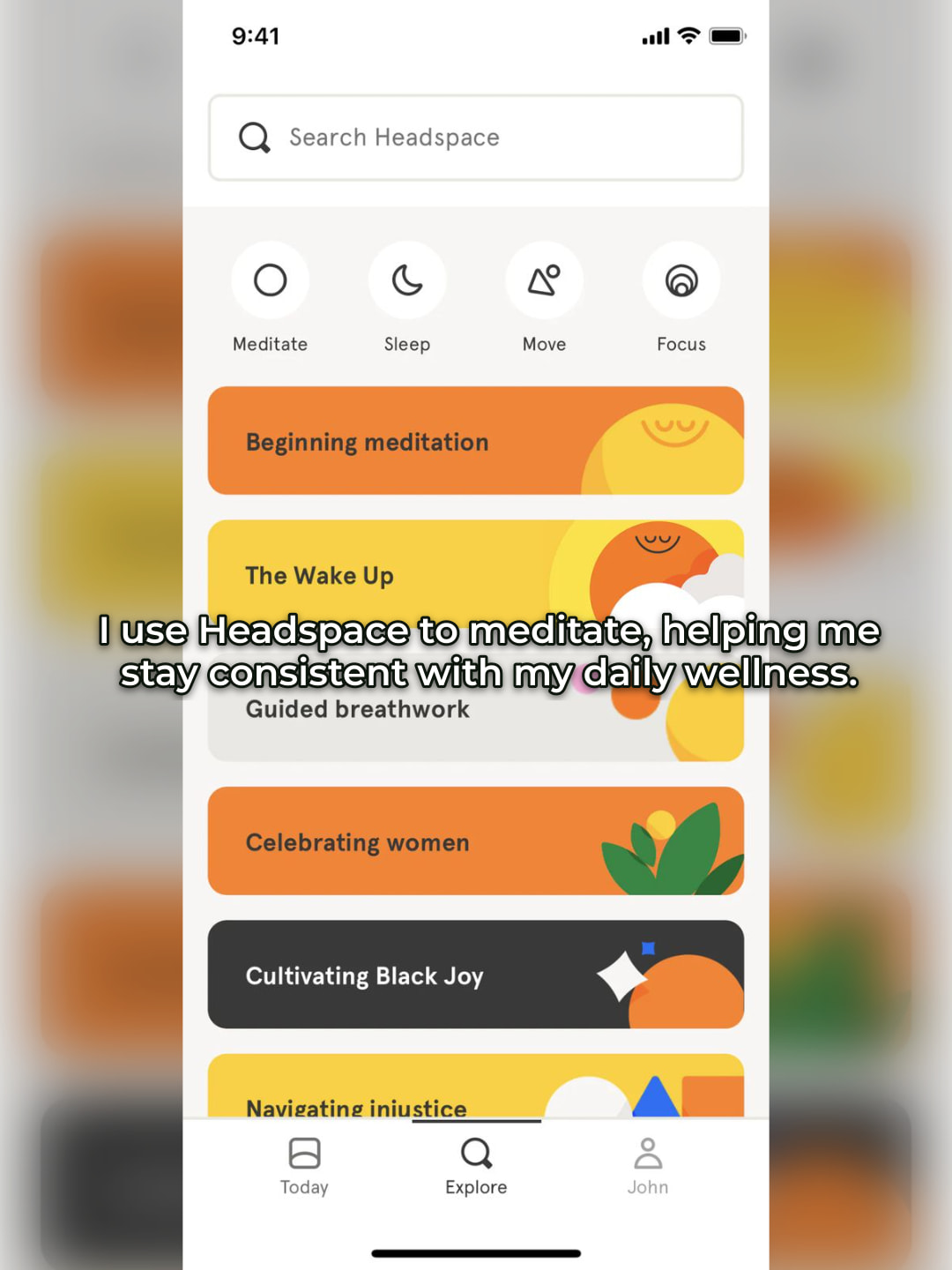 Headspace app call to action slide
