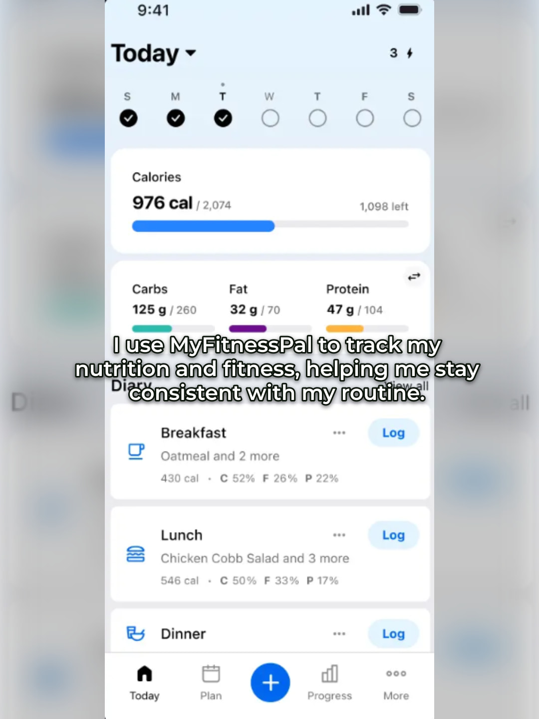 MyFitnessPal app call to action slide